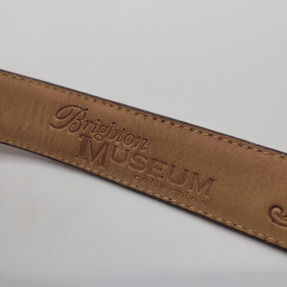 VTG Brighton Belt Sml Brown Leather Croc Embossed Noah\'s Ark Western 90s Cowgirl main image 7